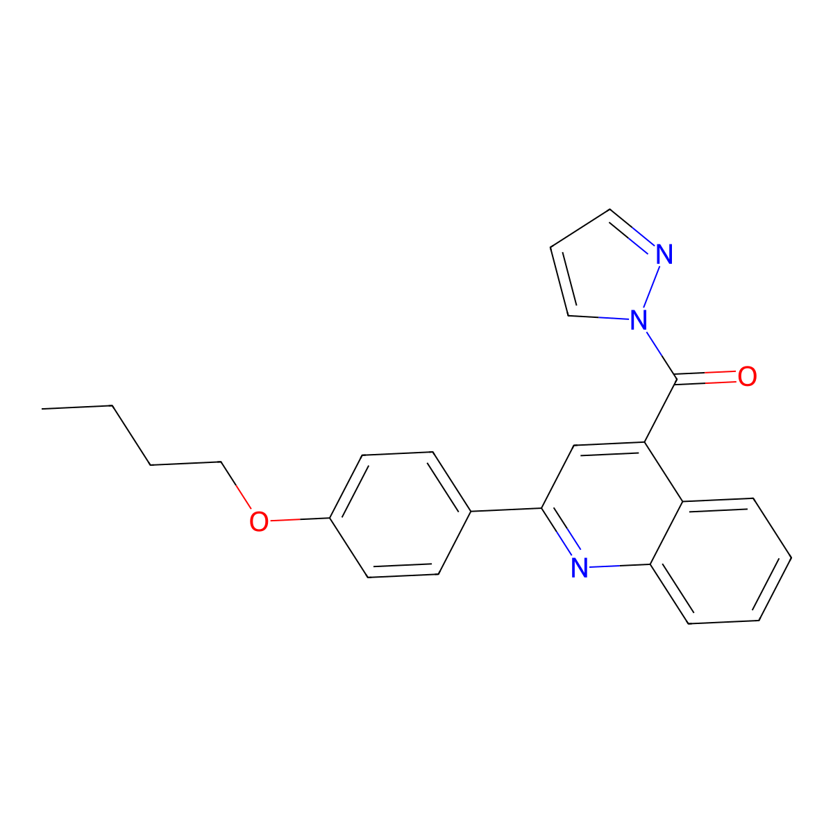 [2-(4-Butoxyphenyl)quinolin-4-yl]-pyrazol-1-ylmethanone molecular structure, CAS 515175-71-0
