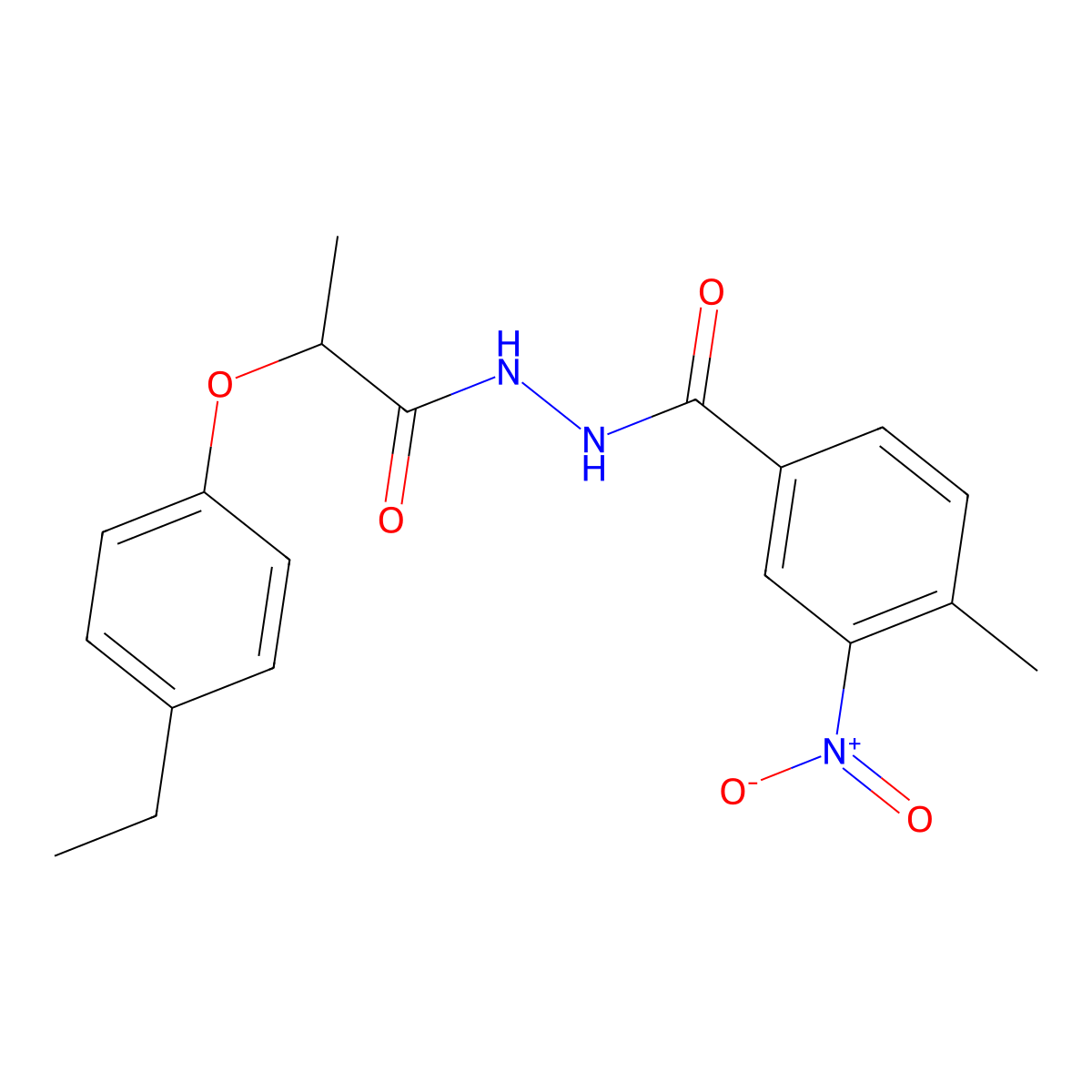 N'-[2-(4-ethylphenoxy)propanoyl]-4-methyl-3-nitrobenzohydrazide molecular structure, CAS 515175-73-2