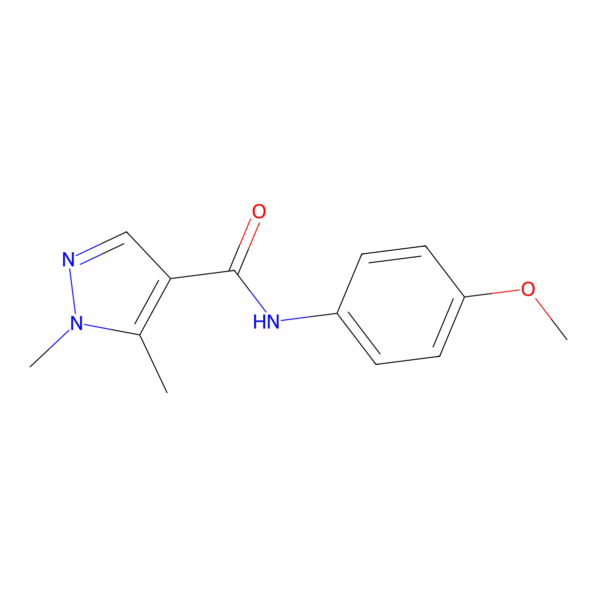 N-(4-methoxyphenyl)-1,5-dimethyl-1H-pyrazole-4-carboxamide molecular structure, CAS 515175-78-7