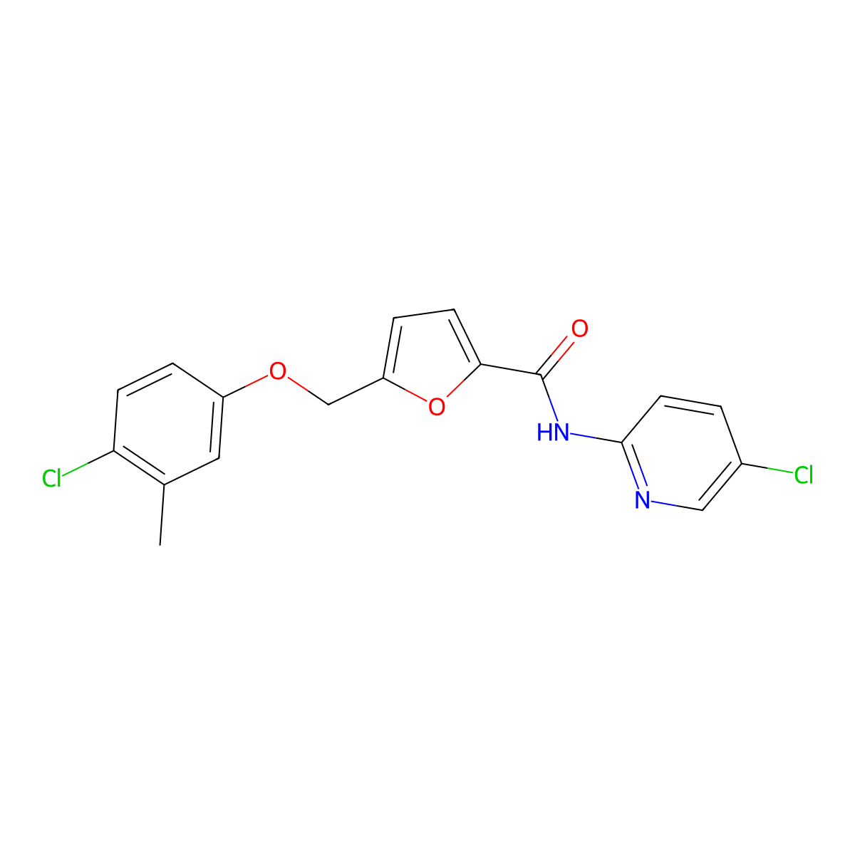 5-[(4-chloro-3-methylphenoxy)methyl]-N-(5-chloropyridin-2-yl)furan-2-carboxamide molecular structure, CAS 515175-89-0