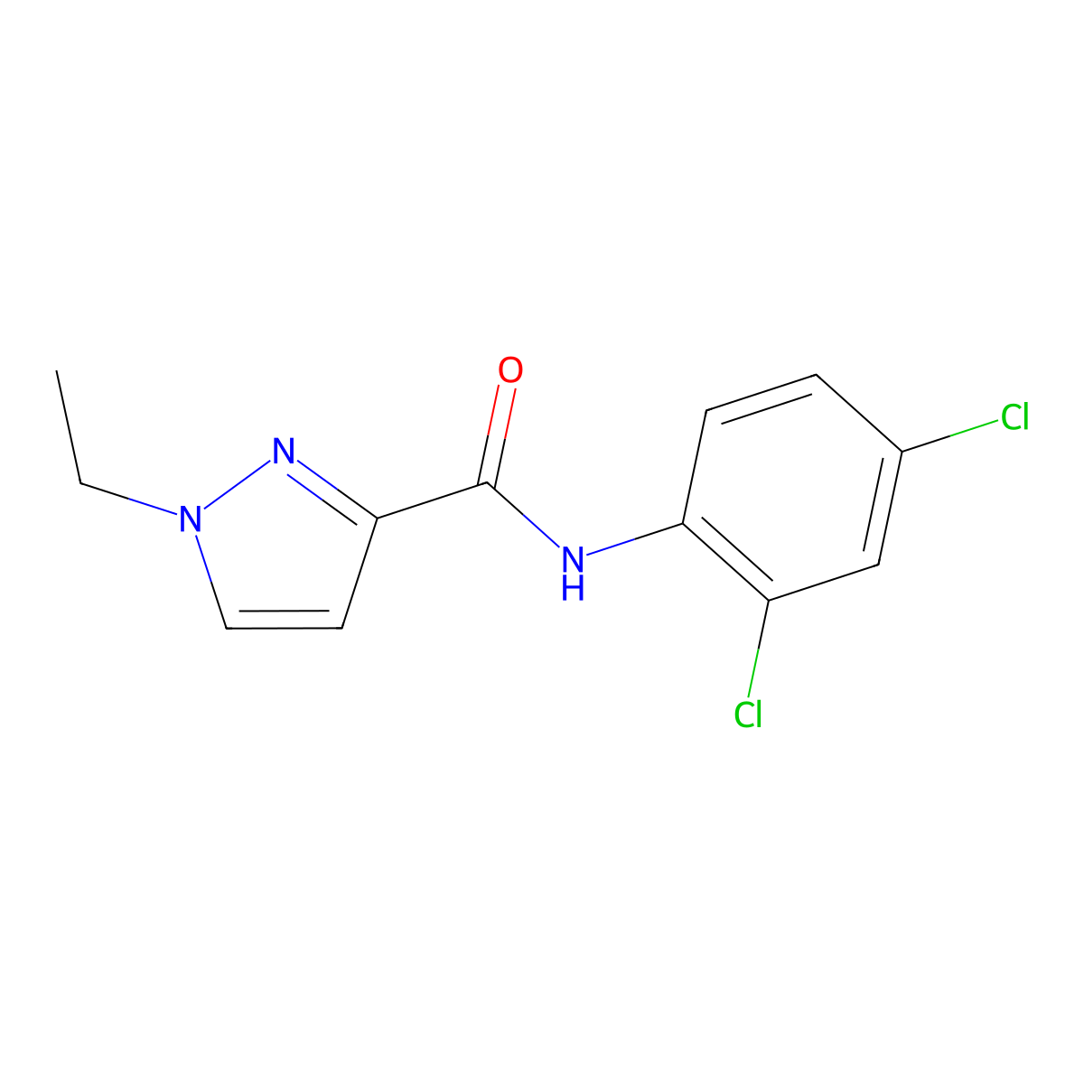 N-(2,4-dichlorophenyl)-1-ethylpyrazole-3-carboxamide molecular structure, CAS 515175-98-1