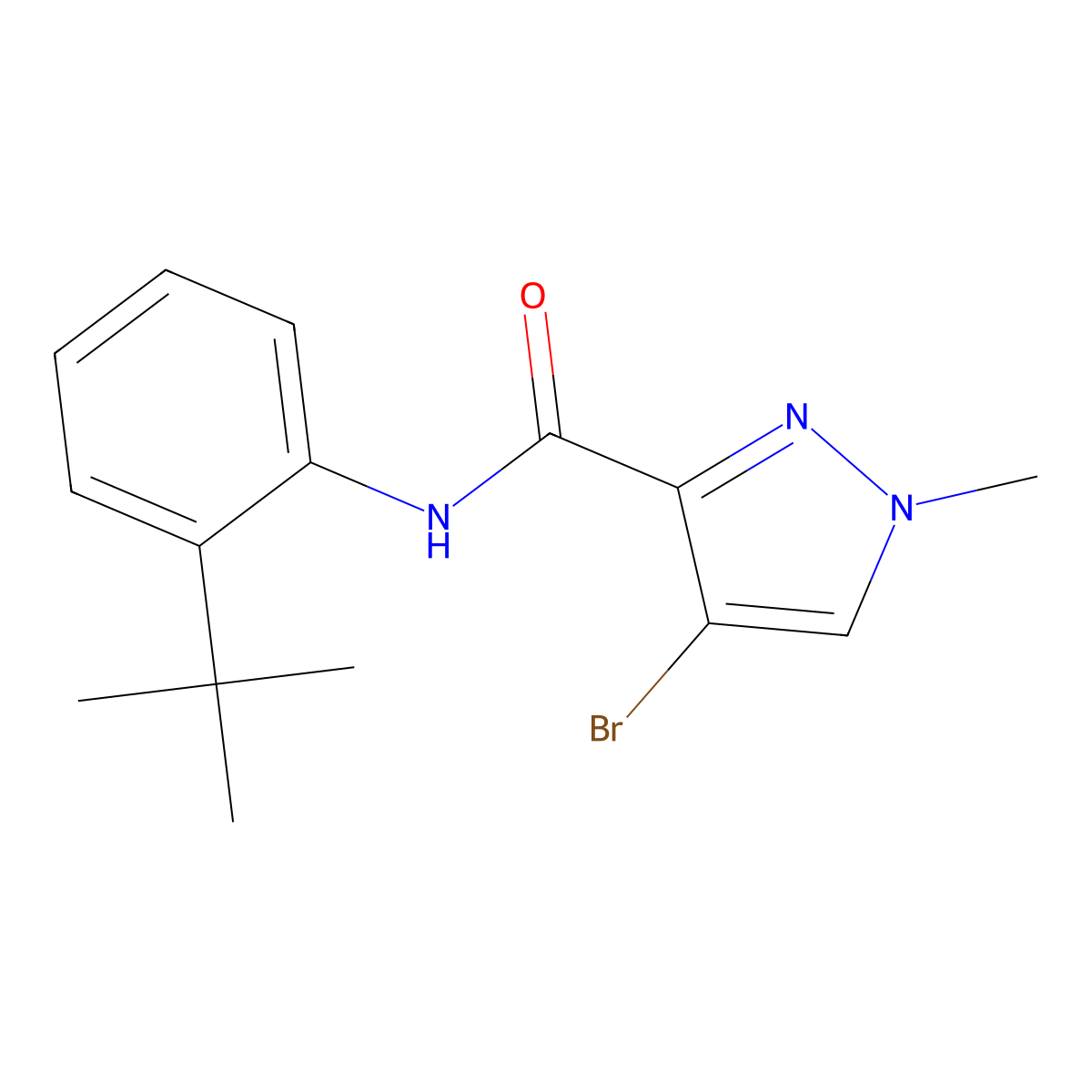 4-bromo-N-(2-tert-butylphenyl)-1-methylpyrazole-3-carboxamide molecular structure, CAS 515175-99-2