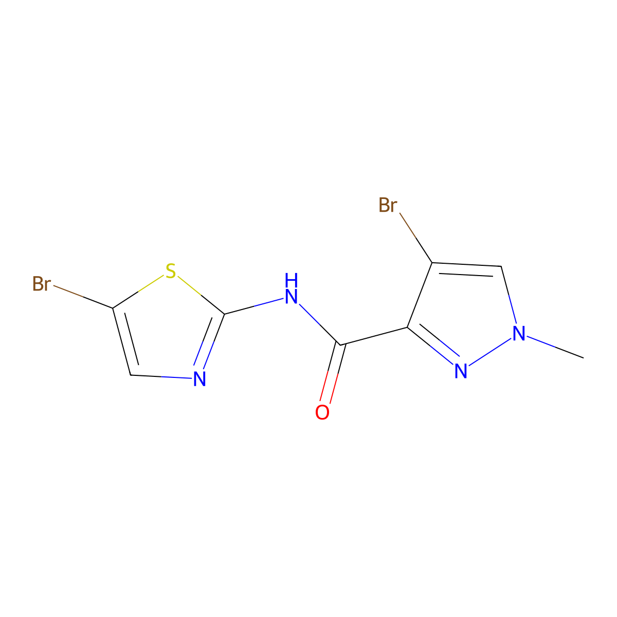 4-bromo-N-(5-bromo-1,3-thiazol-2-yl)-1-methyl-1H-pyrazole-3-carboxamide molecular structure, CAS 515176-23-5