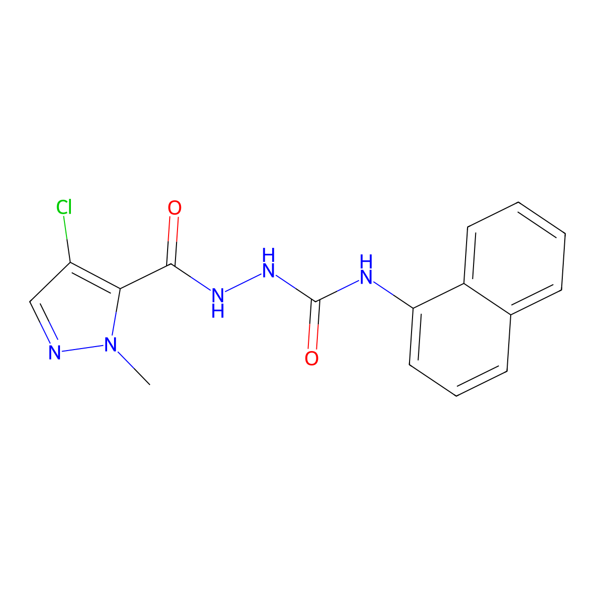 1-[(4-Chloro-2-methylpyrazole-3-carbonyl)amino]-3-naphthalen-1-ylurea molecular structure, CAS 515176-32-6