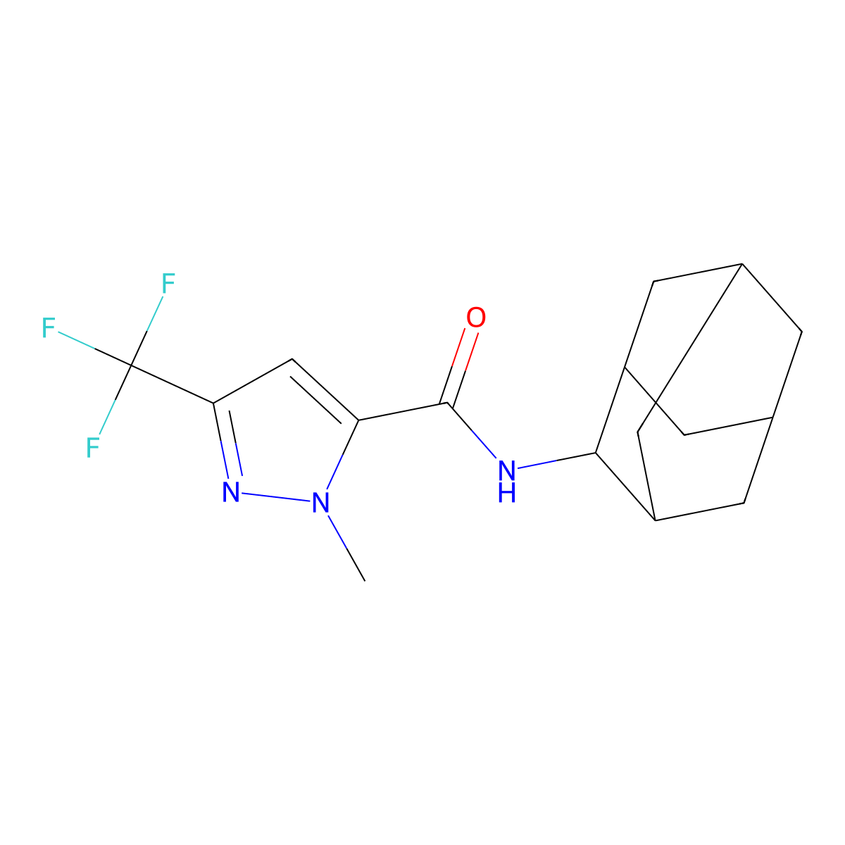 N-(2-adamantyl)-2-methyl-5-(trifluoromethyl)pyrazole-3-carboxamide molecular structure, CAS 515176-33-7