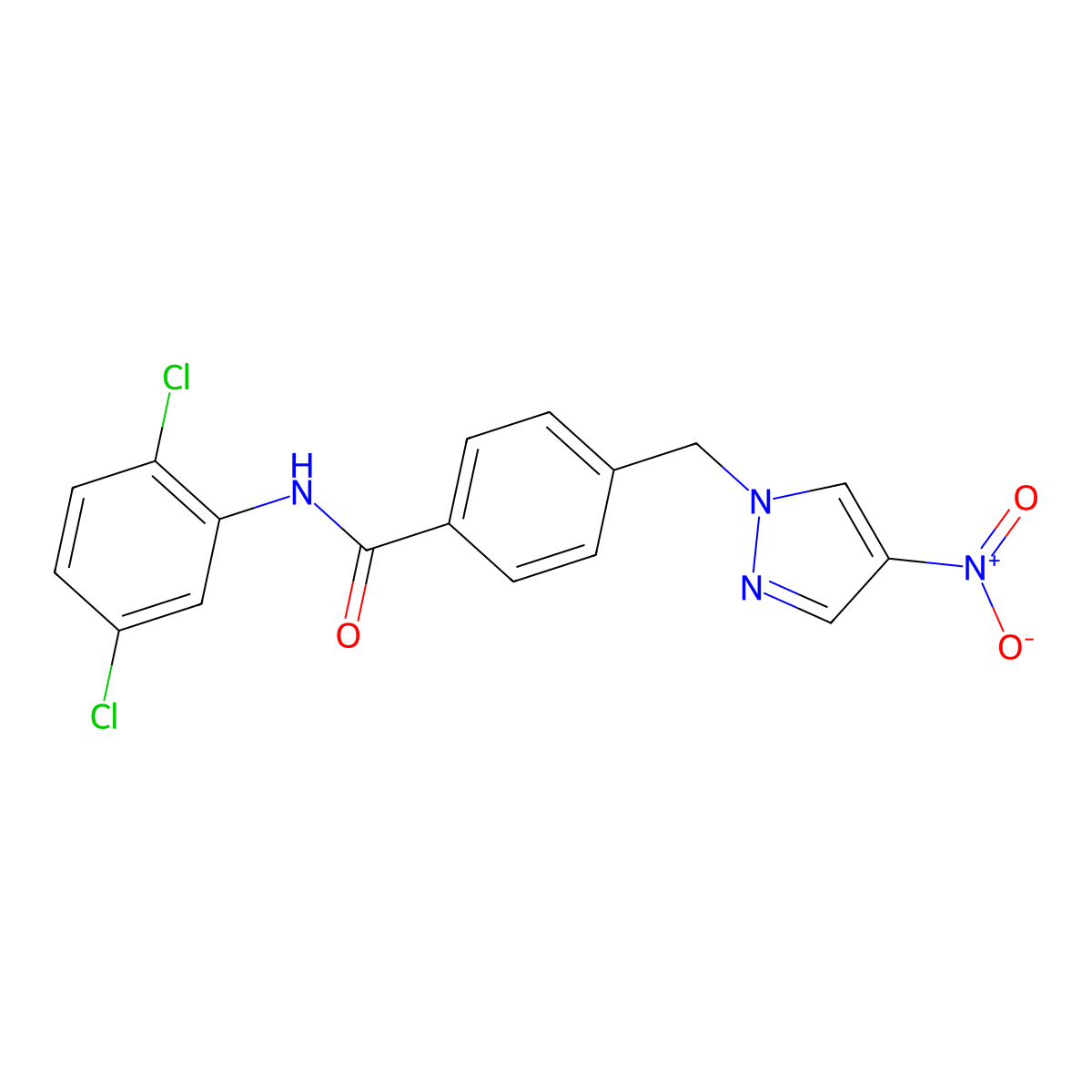 N-(2,5-dichlorophenyl)-4-[(4-nitropyrazol-1-yl)methyl]benzamide molecular structure, CAS 515176-42-8