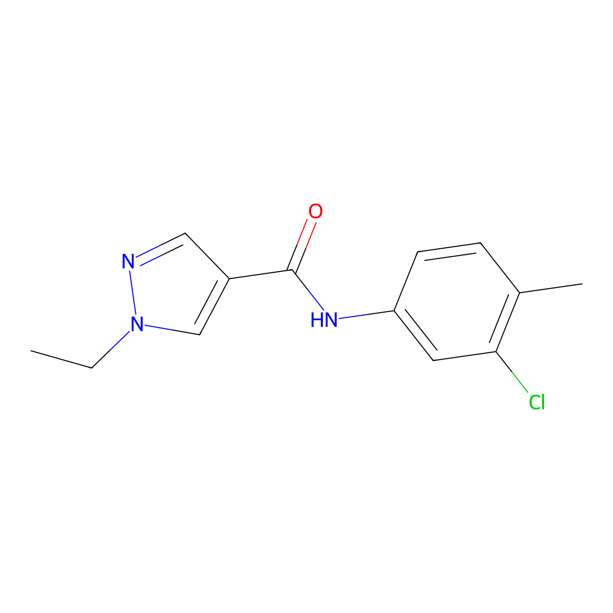 N-(3-chloro-4-methylphenyl)-1-ethylpyrazole-4-carboxamide molecular structure, CAS 515176-53-1