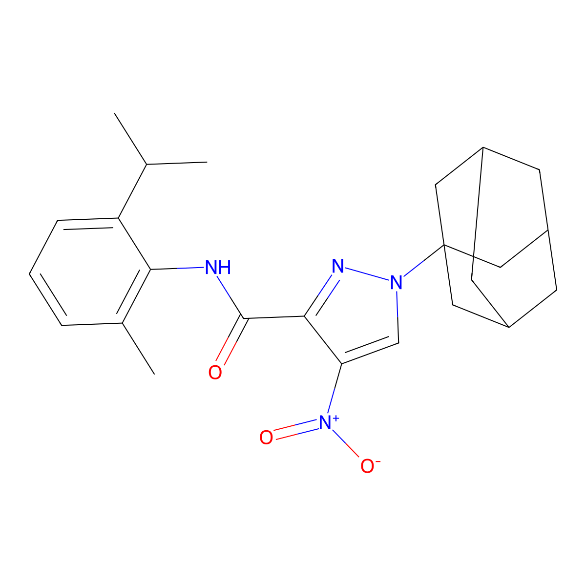 1-(1-adamantyl)-N-(2-methyl-6-propan-2-ylphenyl)-4-nitropyrazole-3-carboxamide molecular structure, CAS 515176-61-1
