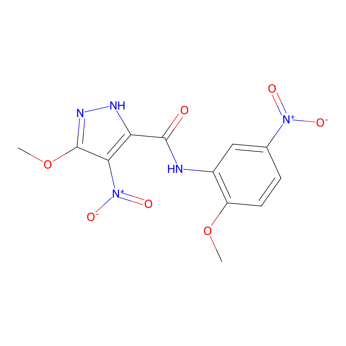 3-methoxy-N-(2-methoxy-5-nitrophenyl)-4-nitro-1H-pyrazole-5-carboxamide molecular structure, CAS 515176-75-7