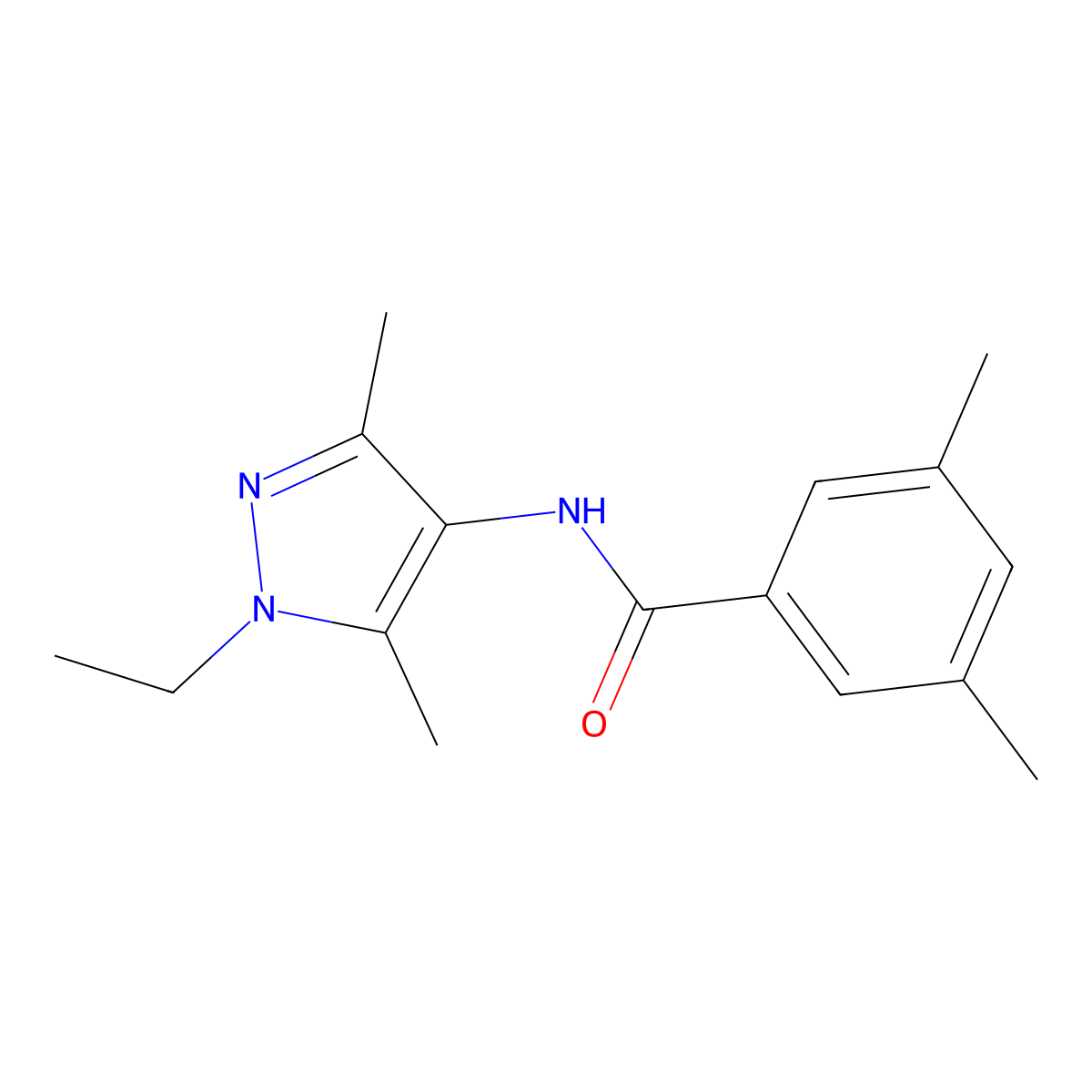 N-(1-ethyl-3,5-dimethyl-1H-pyrazol-4-yl)-3,5-dimethylbenzamide molecular structure, CAS 515176-97-3