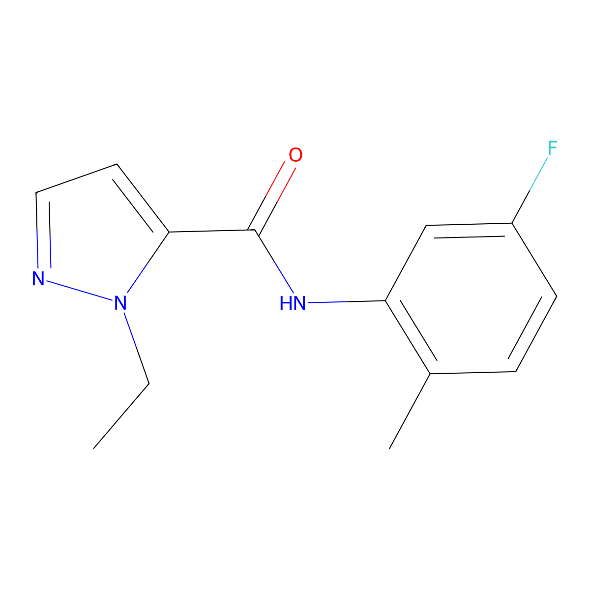 1-ethyl-N-(5-fluoro-2-methylphenyl)-1H-pyrazole-5-carboxamide molecular structure, CAS 515176-99-5