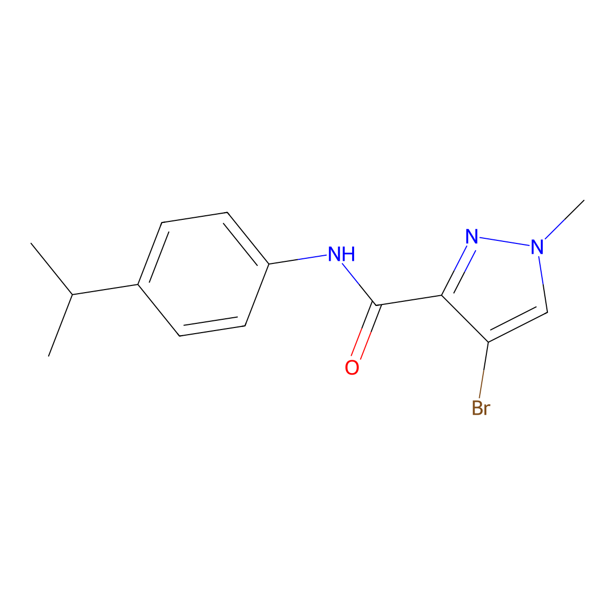 4-bromo-1-methyl-N-(4-propan-2-ylphenyl)pyrazole-3-carboxamide molecular structure, CAS 515177-00-1
