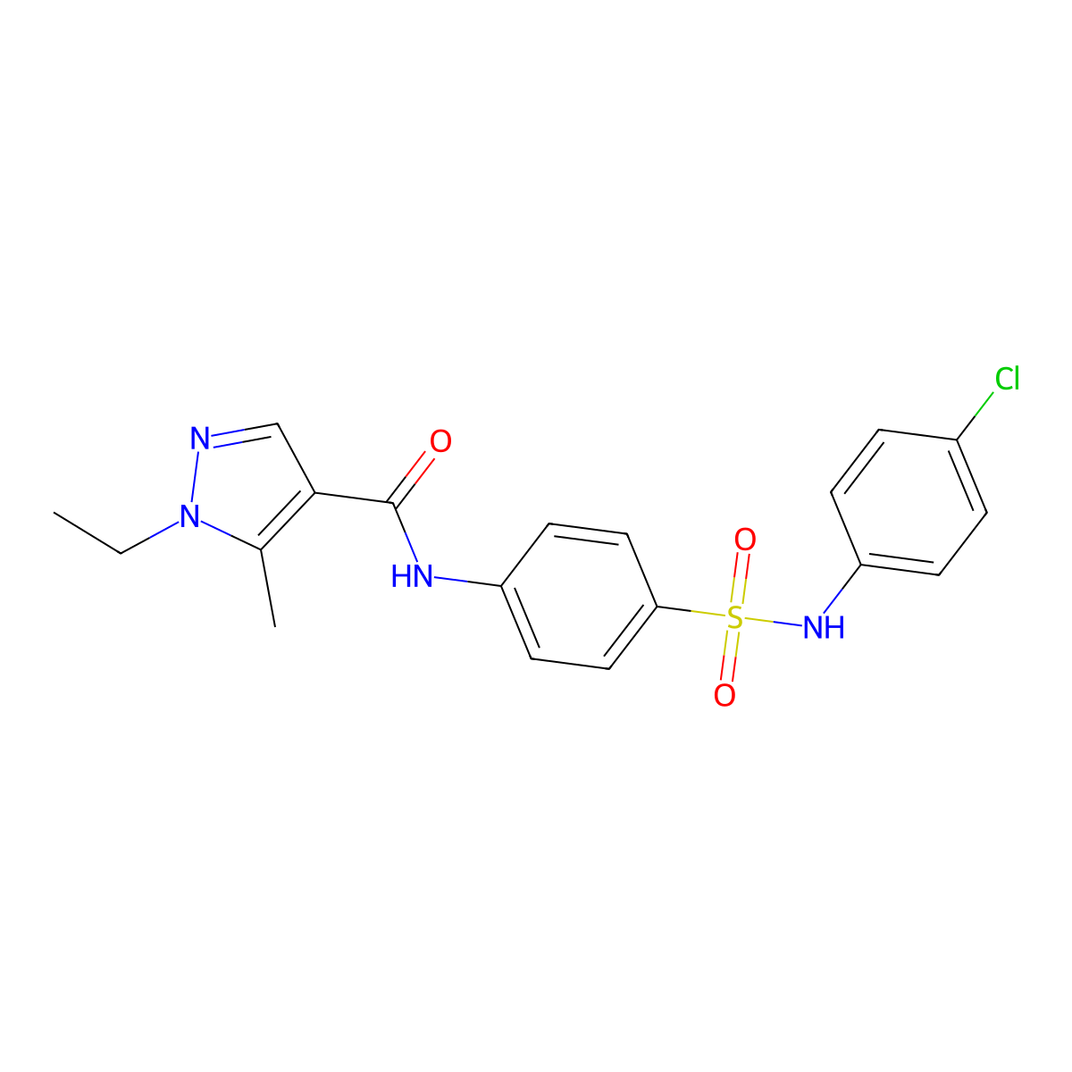 N-[4-[(4-chlorophenyl)sulfamoyl]phenyl]-1-ethyl-5-methylpyrazole-4-carboxamide molecular structure, CAS 515177-01-2