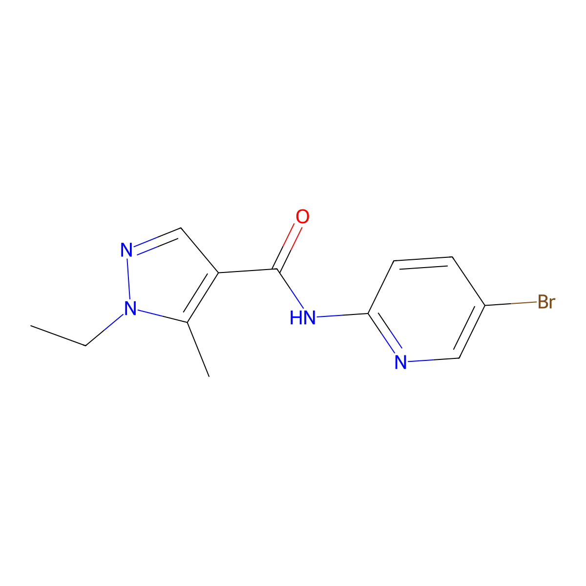 N-(5-bromopyridin-2-yl)-1-ethyl-5-methylpyrazole-4-carboxamide molecular structure, CAS 515177-21-6