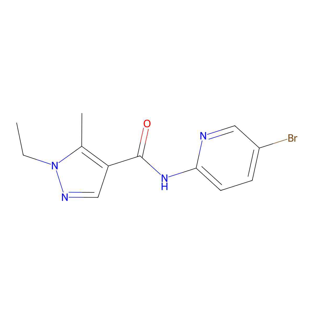 N-(5-bromopyridin-2-yl)-1-ethyl-5-methylpyrazole-4-carboxamide molecular structure, CAS 515177-21-6