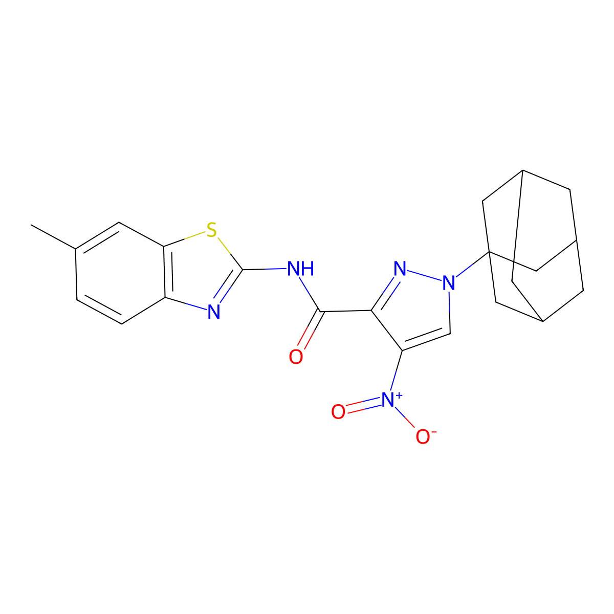 1-(1-adamantyl)-N-(6-methyl-1,3-benzothiazol-2-yl)-4-nitropyrazole-3-carboxamide molecular structure, CAS 515177-28-3