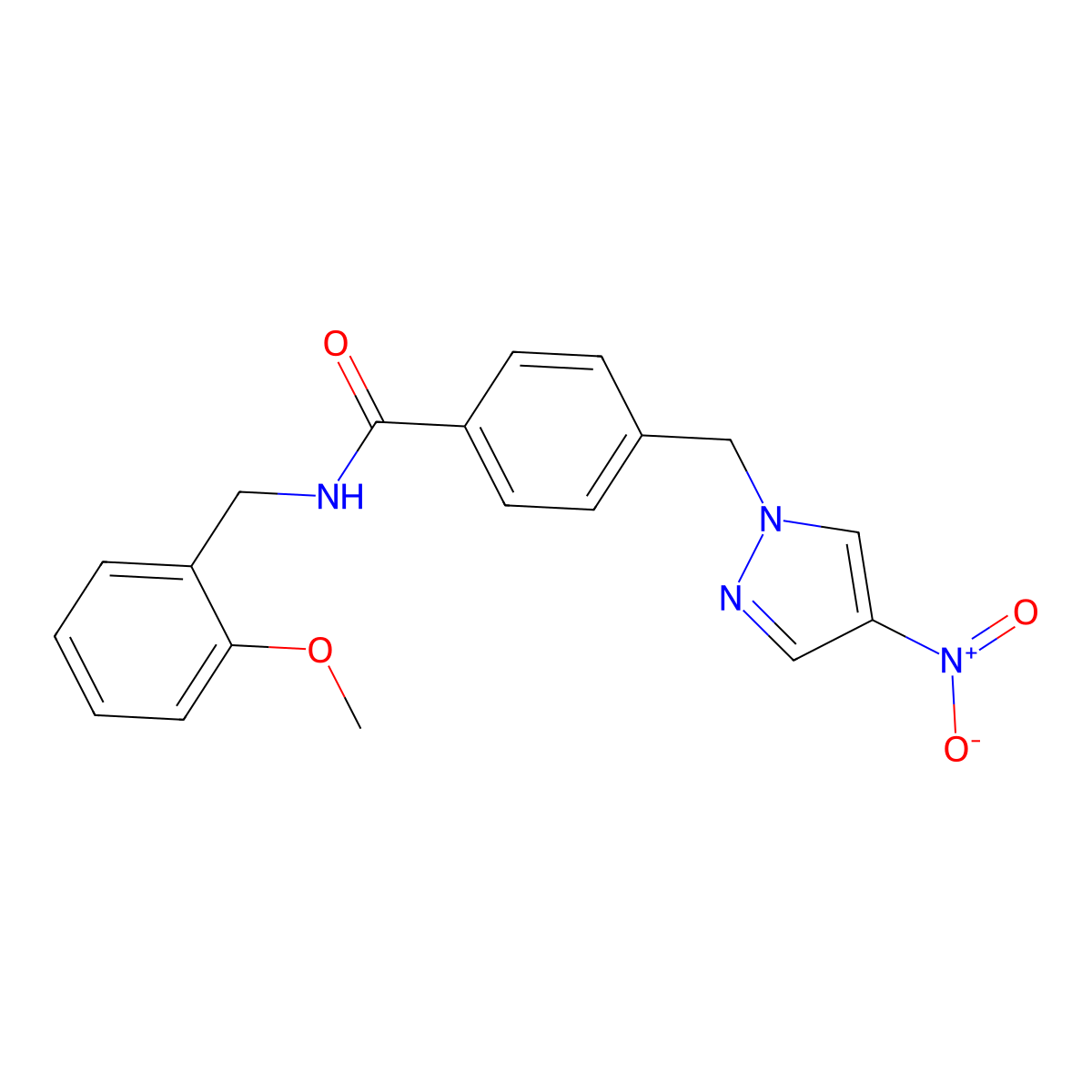 N-[(2-methoxyphenyl)methyl]-4-[(4-nitropyrazol-1-yl)methyl]benzamide molecular structure, CAS 515177-33-0
