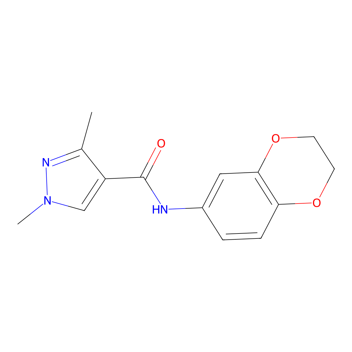 N-(2,3-dihydro-1,4-benzodioxin-6-yl)-1,3-dimethyl-1H-pyrazole-4-carboxamide molecular structure, CAS 515177-37-4