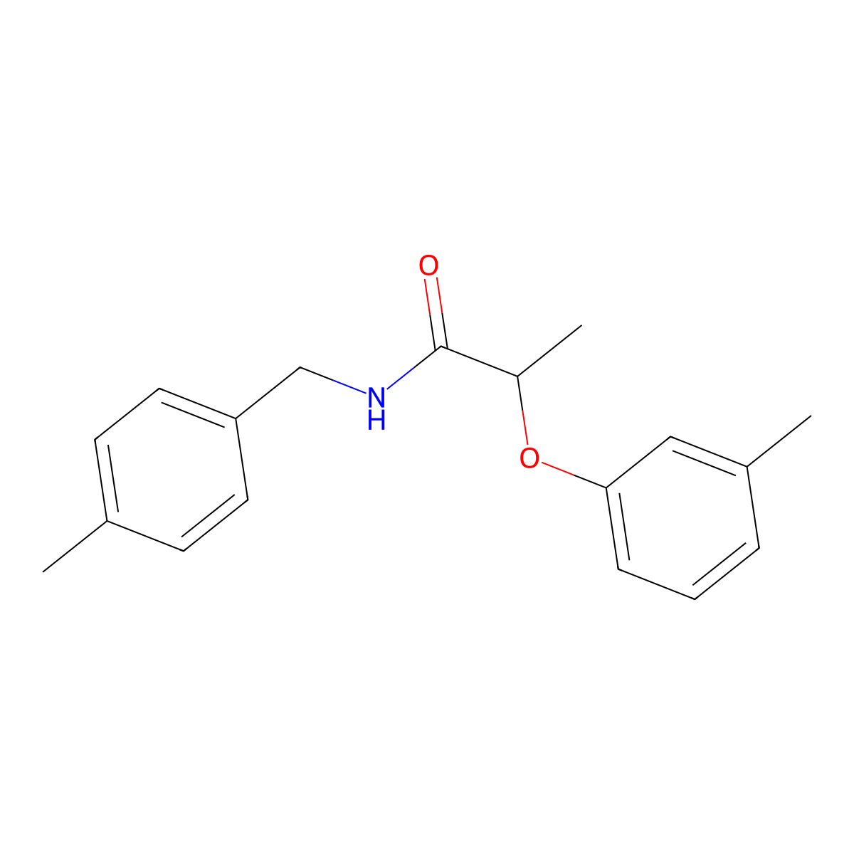 N-(4-methylbenzyl)-2-(3-methylphenoxy)propanamide molecular structure, CAS 515177-38-5
