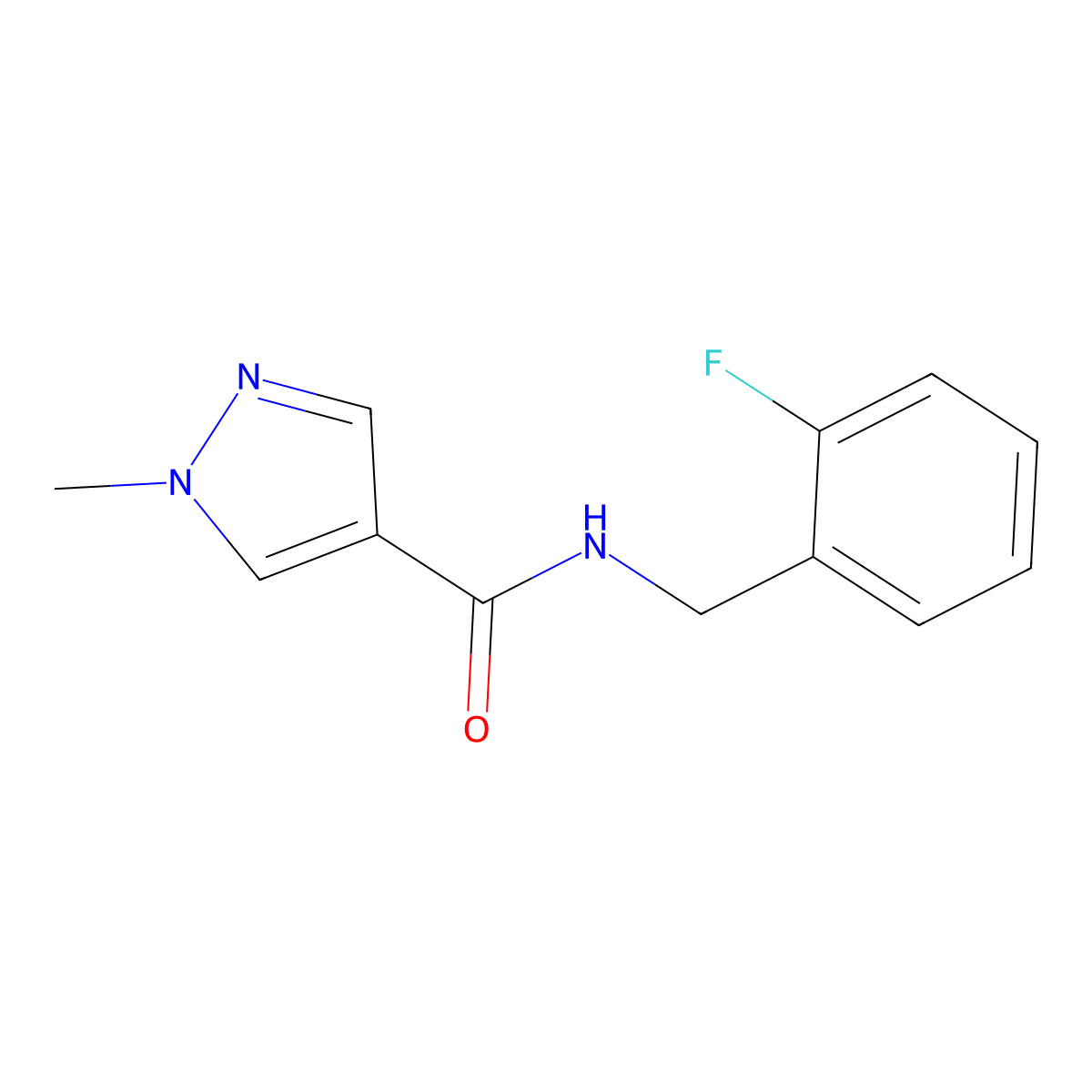 N-(2-fluorobenzyl)-1-methyl-1H-pyrazole-4-carboxamide molecular structure, CAS 515177-45-4