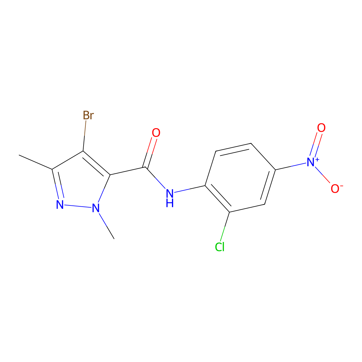 4-bromo-N-(2-chloro-4-nitrophenyl)-2,5-dimethylpyrazole-3-carboxamide molecular structure, CAS 515177-49-8