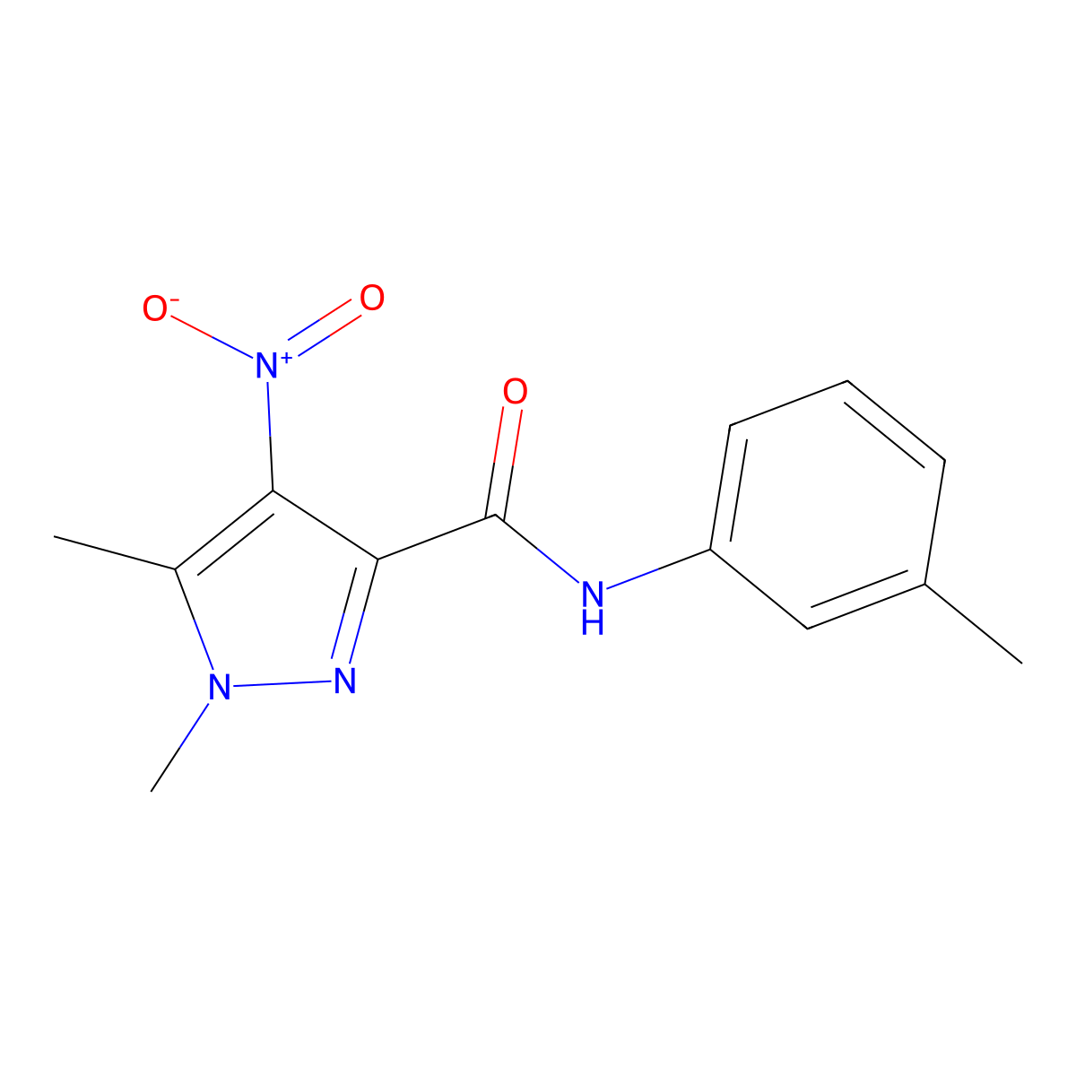 1,5-dimethyl-N-(3-methylphenyl)-4-nitropyrazole-3-carboxamide molecular structure, CAS 515177-60-3