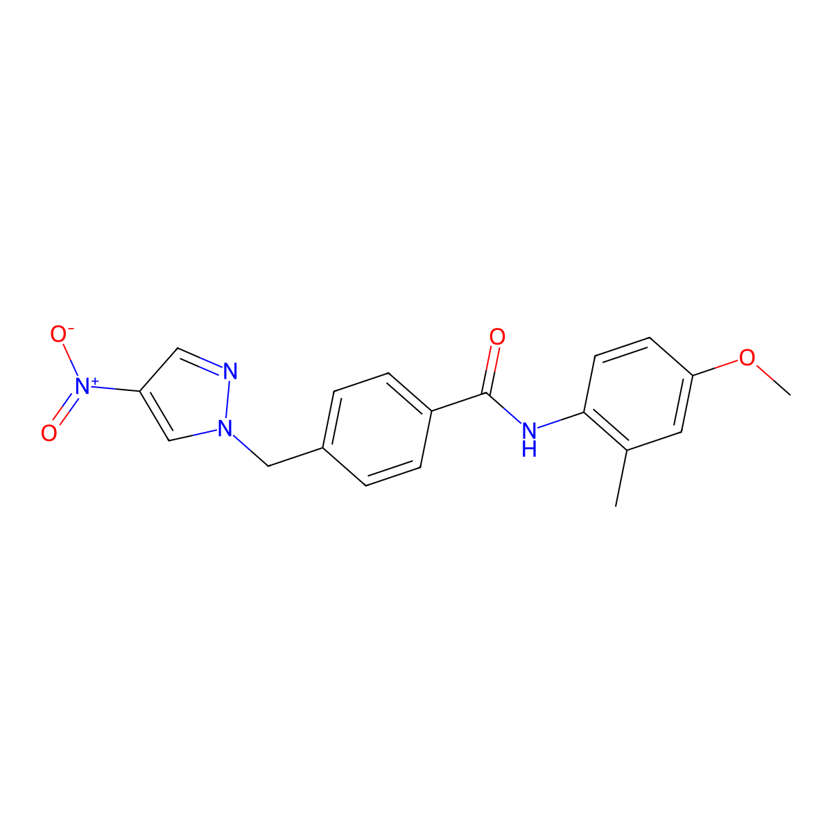 N-(4-methoxy-2-methylphenyl)-4-[(4-nitropyrazol-1-yl)methyl]benzamide molecular structure, CAS 515177-63-6
