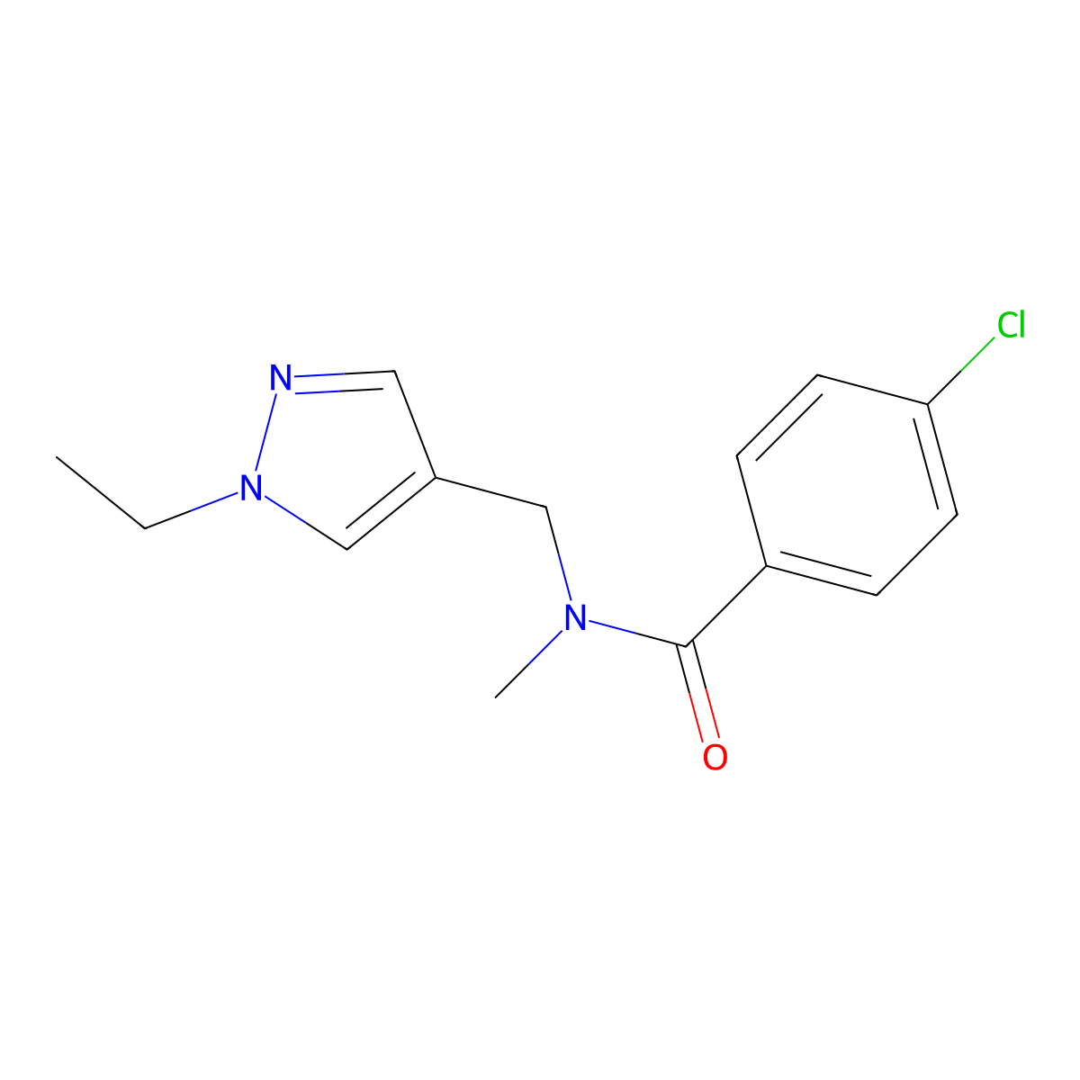 4-chloro-N-[(1-ethyl-1H-pyrazol-4-yl)methyl]-N-methylbenzamide molecular structure, CAS 515177-72-7