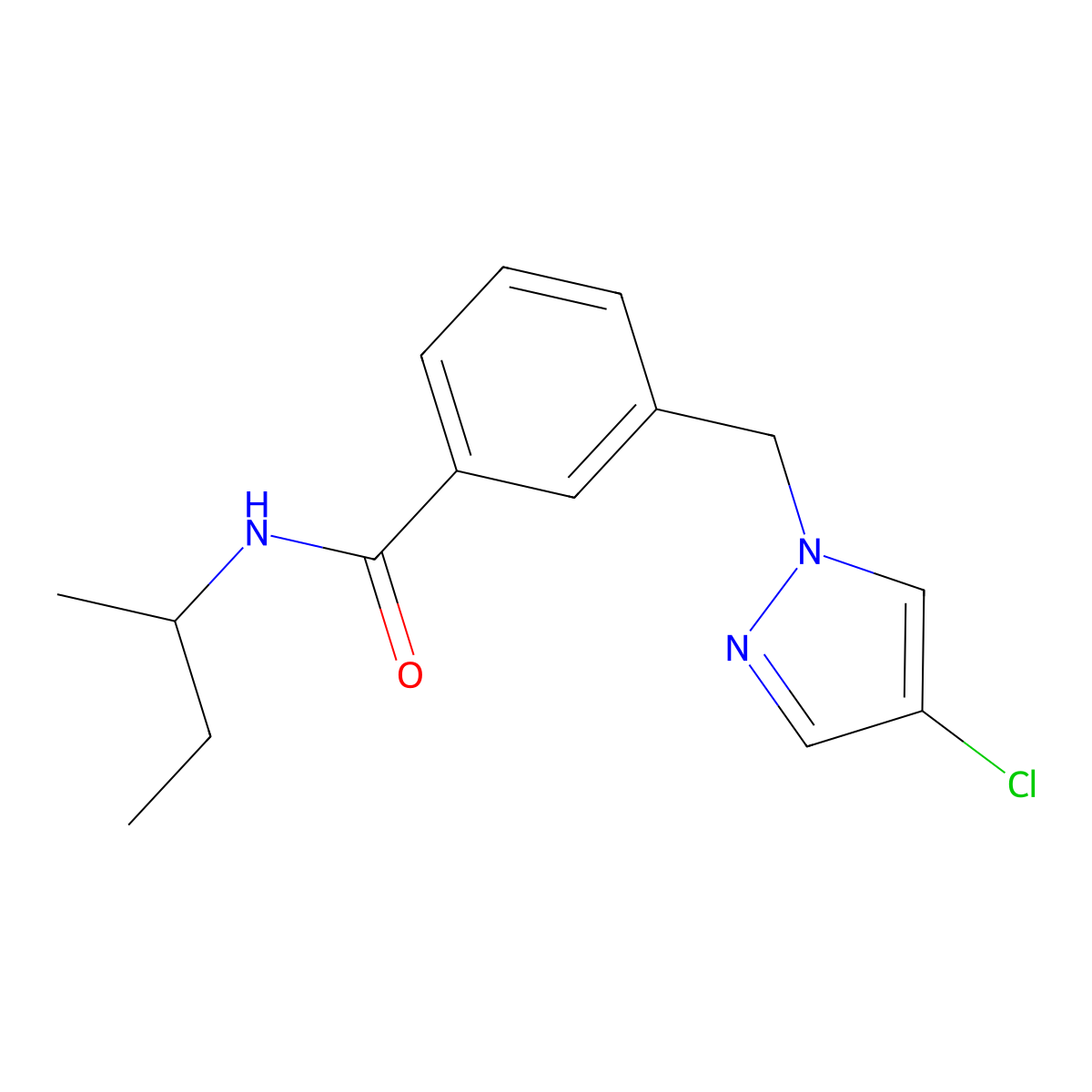 N-butan-2-yl-3-[(4-chloropyrazol-1-yl)methyl]benzamide molecular structure, CAS 515177-79-4