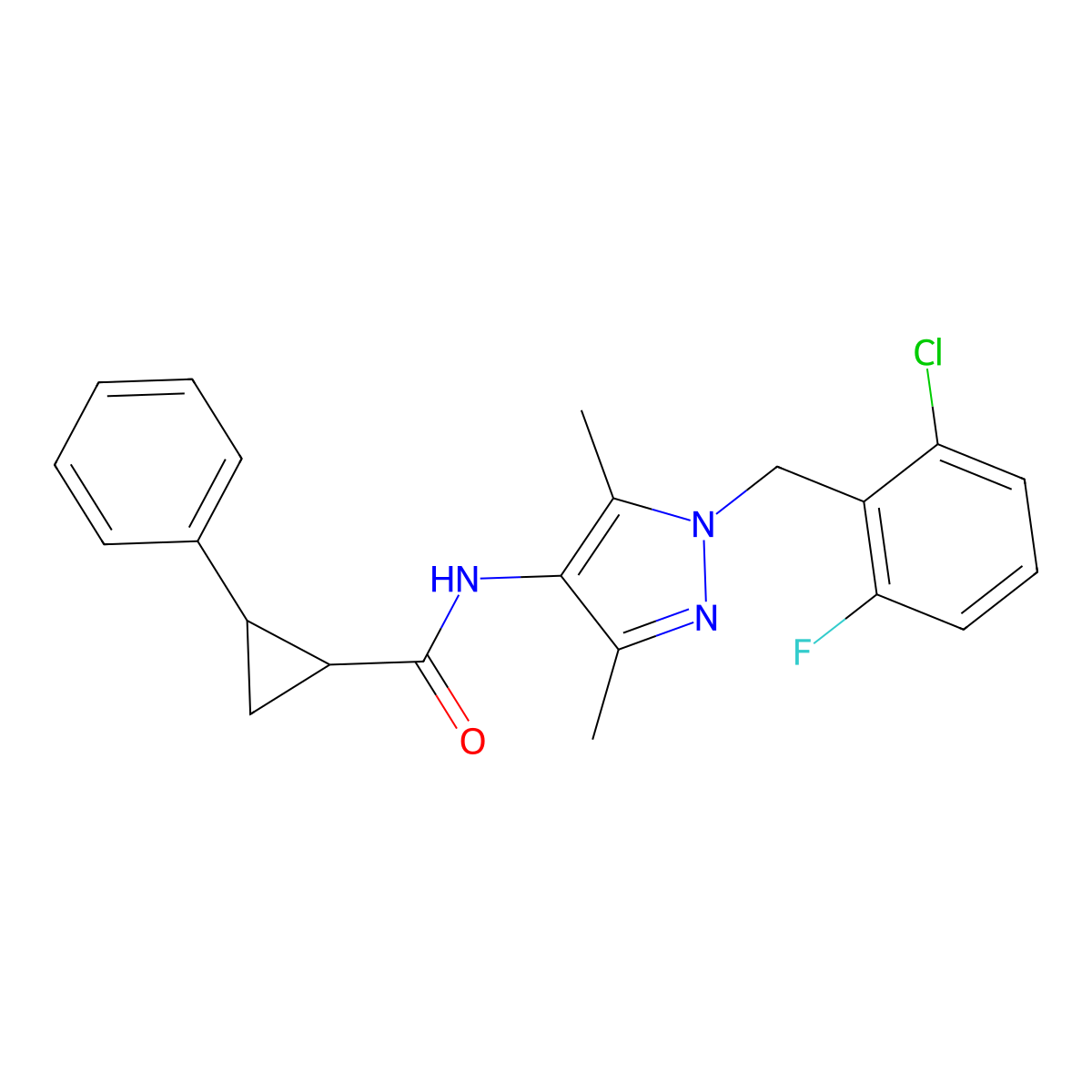 N-[1-(2-chloro-6-fluorobenzyl)-3,5-dimethyl-1H-pyrazol-4-yl]-2-phenylcyclopropanecarboxamide molecular structure, CAS 515178-00-4