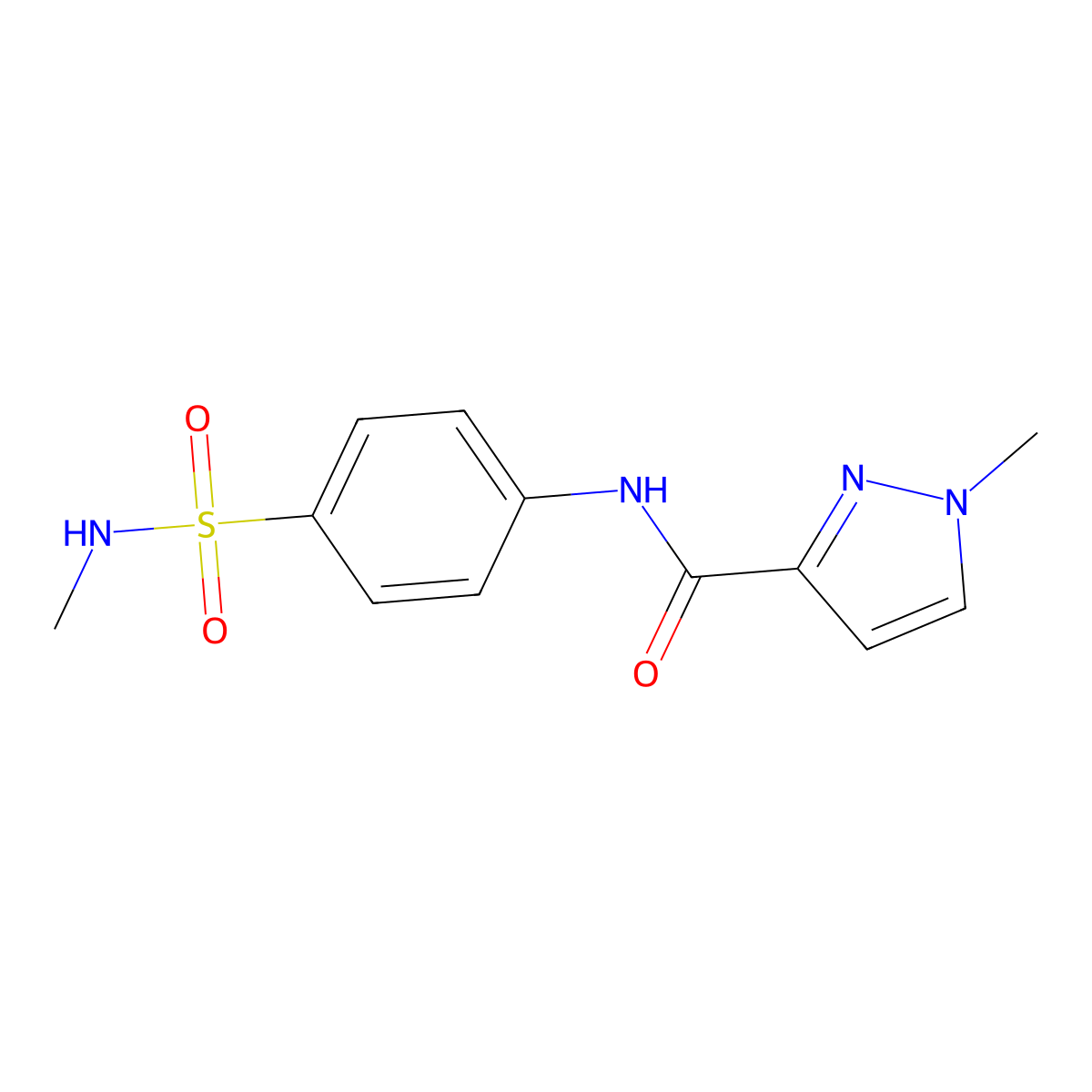 1-methyl-N-{4-[(methylamino)sulfonyl]phenyl}-1H-pyrazole-3-carboxamide molecular structure, CAS 515178-01-5