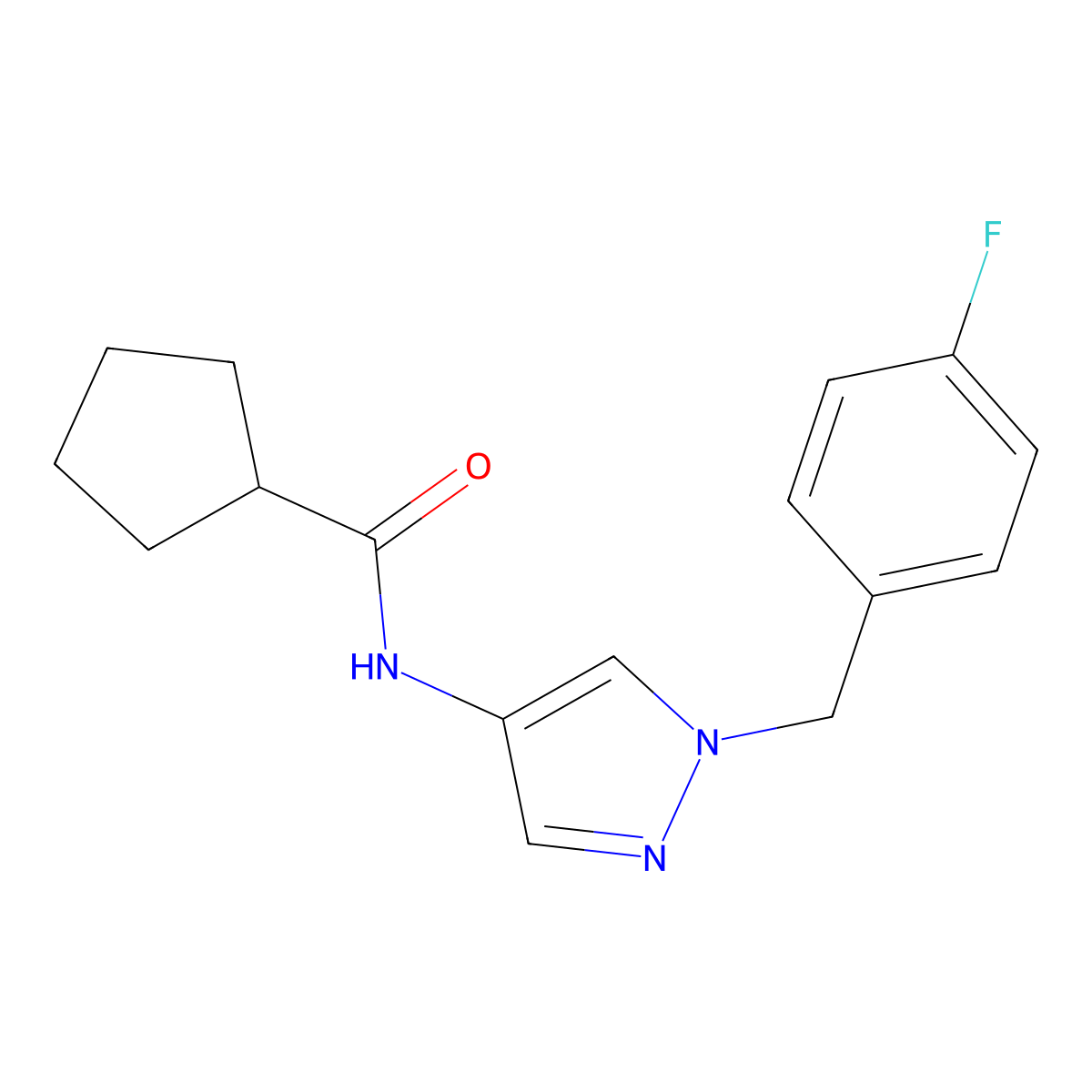 N-[1-[(4-fluorophenyl)methyl]pyrazol-4-yl]cyclopentanecarboxamide molecular structure, CAS 515178-16-2