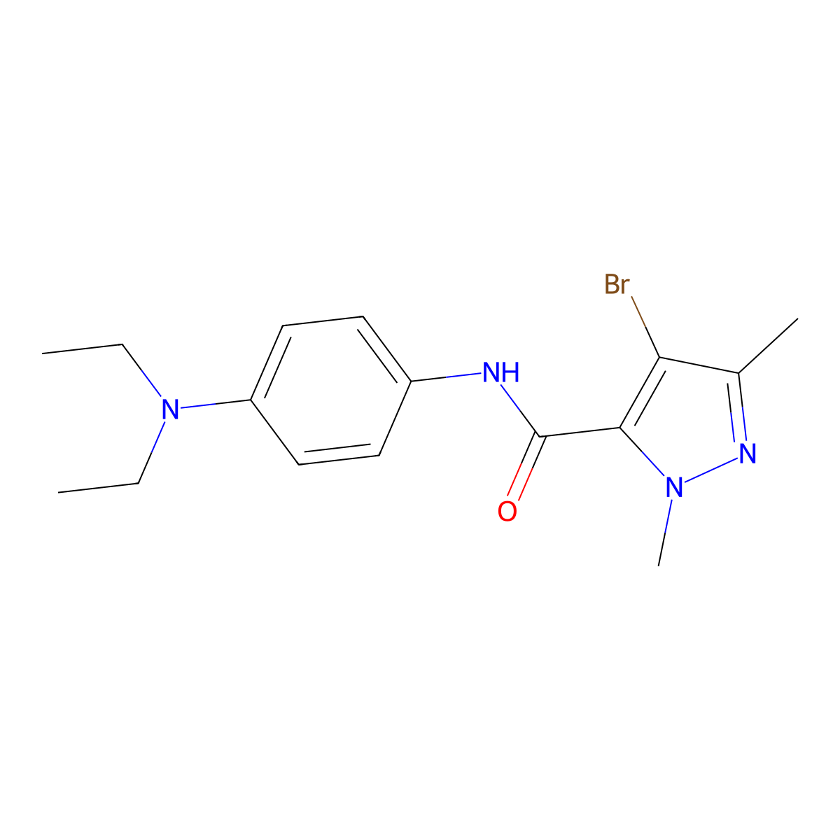 4-bromo-N-[4-(diethylamino)phenyl]-1,3-dimethyl-1H-pyrazole-5-carboxamide molecular structure, CAS 515178-21-9