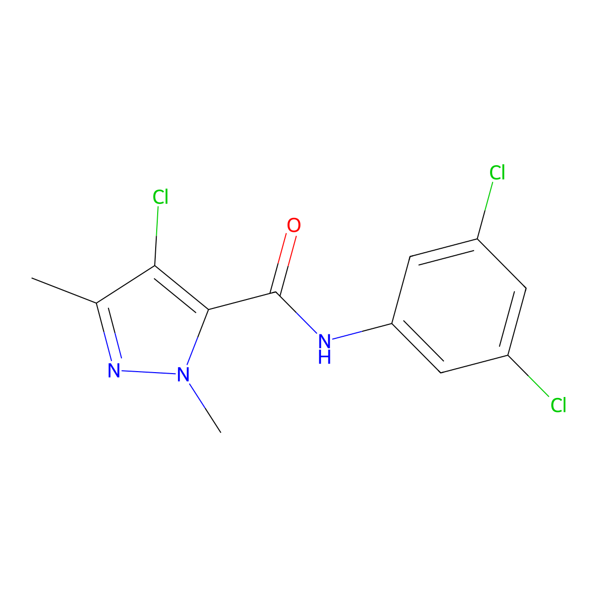 4-chloro-N-(3,5-dichlorophenyl)-2,5-dimethylpyrazole-3-carboxamide molecular structure, CAS 515178-23-1