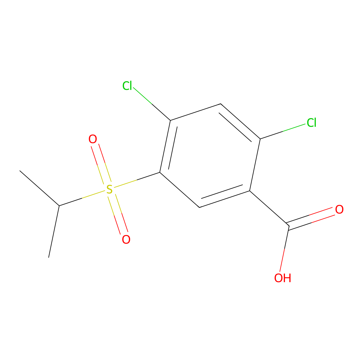 2,4-Dichloro-5-propan-2-ylsulfonylbenzoic acid molecular structure, CAS 51521-82-5