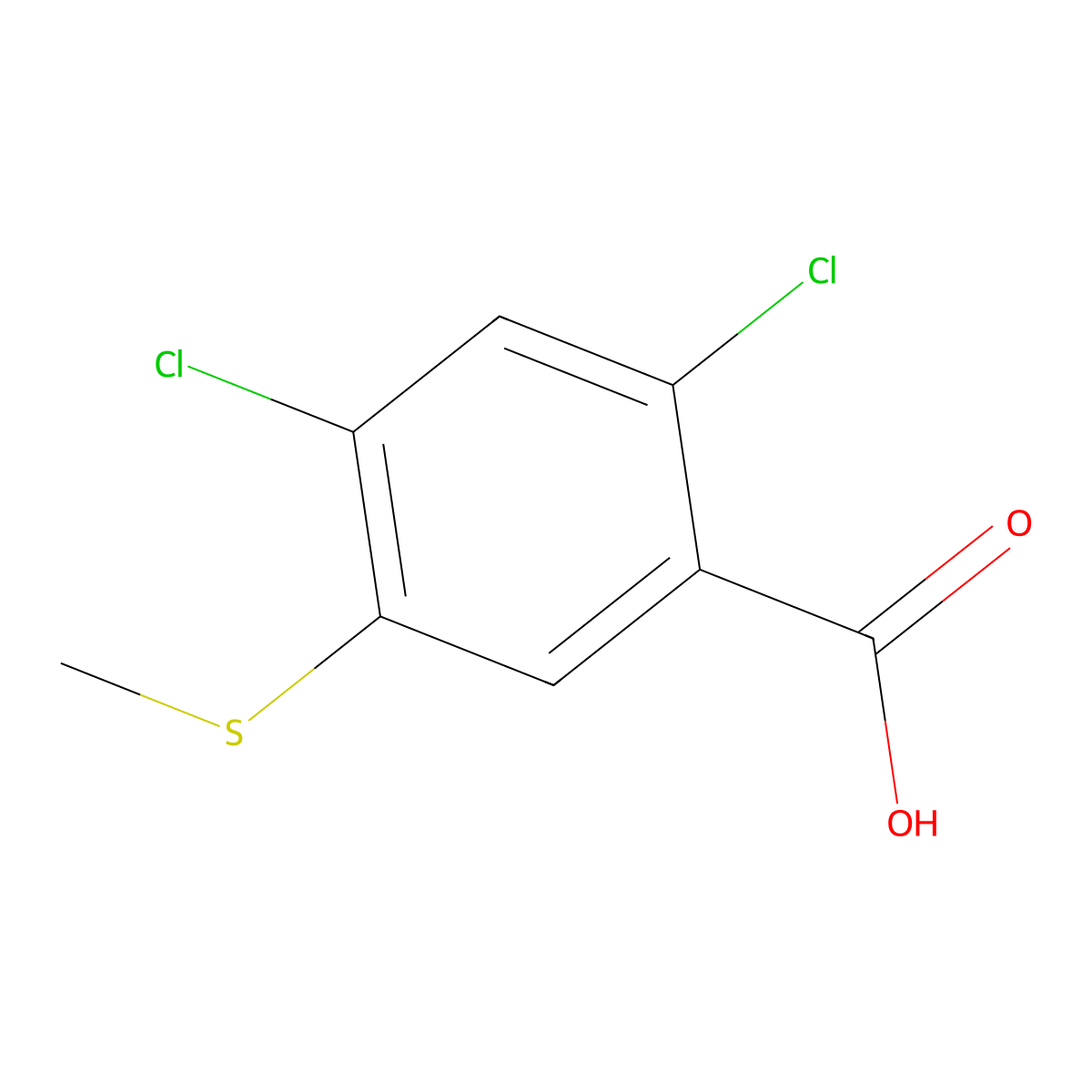2,4-Dichloro-5-(methylsulfanyl)benzoic acid molecular structure, CAS 51521-99-4