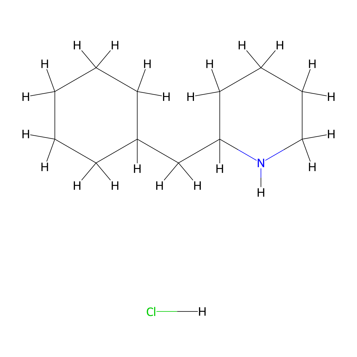 2-(Cyclohexylmethyl)piperidine hydrochloride molecular structure, CAS 51523-48-9