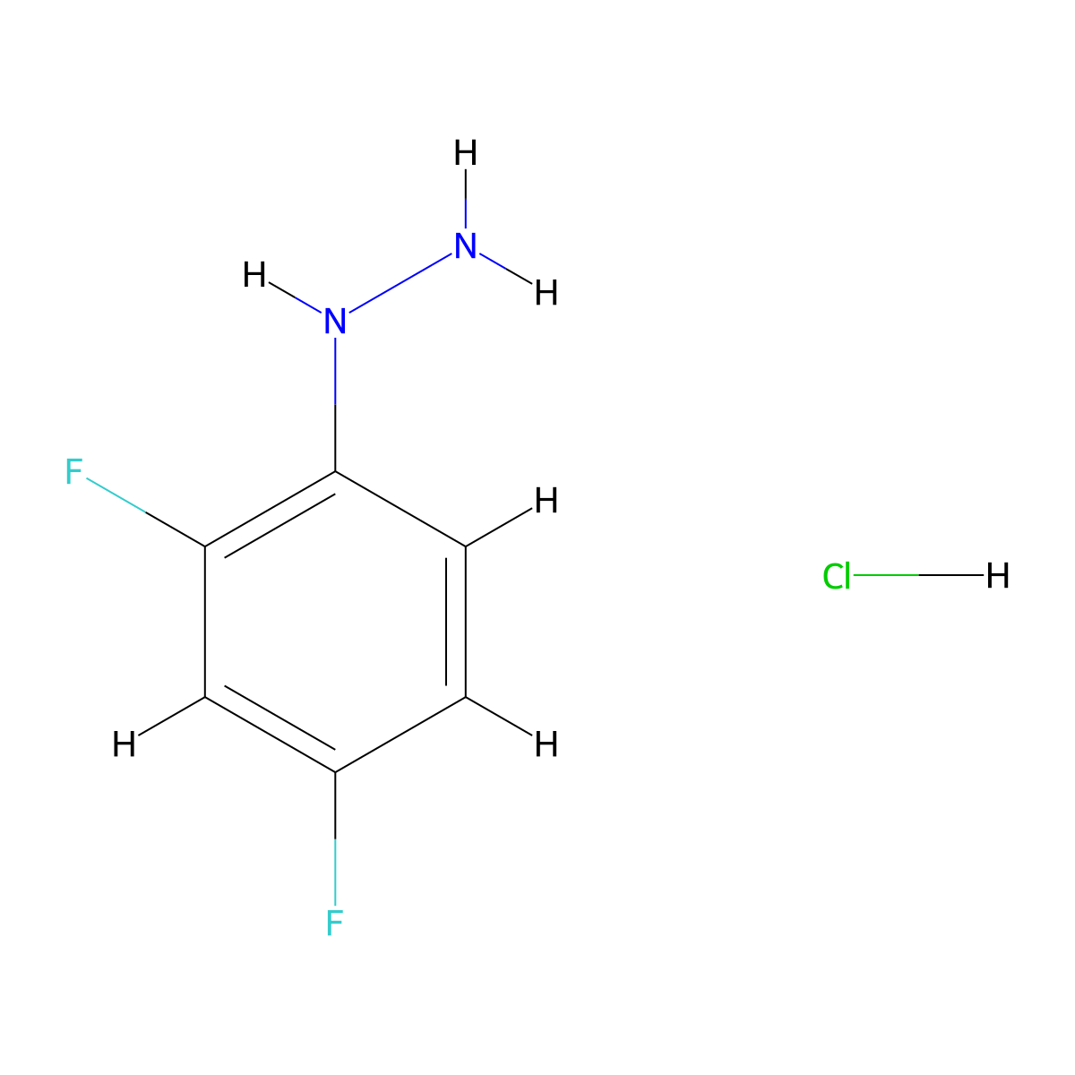 2,4-Difluorophenylhydrazine hydrochloride molecular structure, CAS 51523-79-6