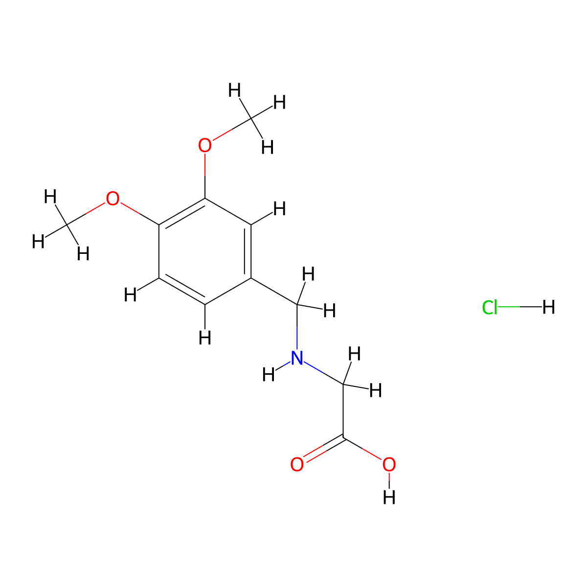 2-((3,4-Dimethoxybenzyl)amino)acetic acid hydrochloride molecular structure, CAS 51527-53-8