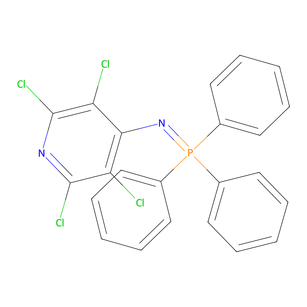 4-Pyridinamine, 2,3,5,6-tetrachloro-N-(triphenylphosphoranylidene)- molecular structure, CAS 51527-58-3
