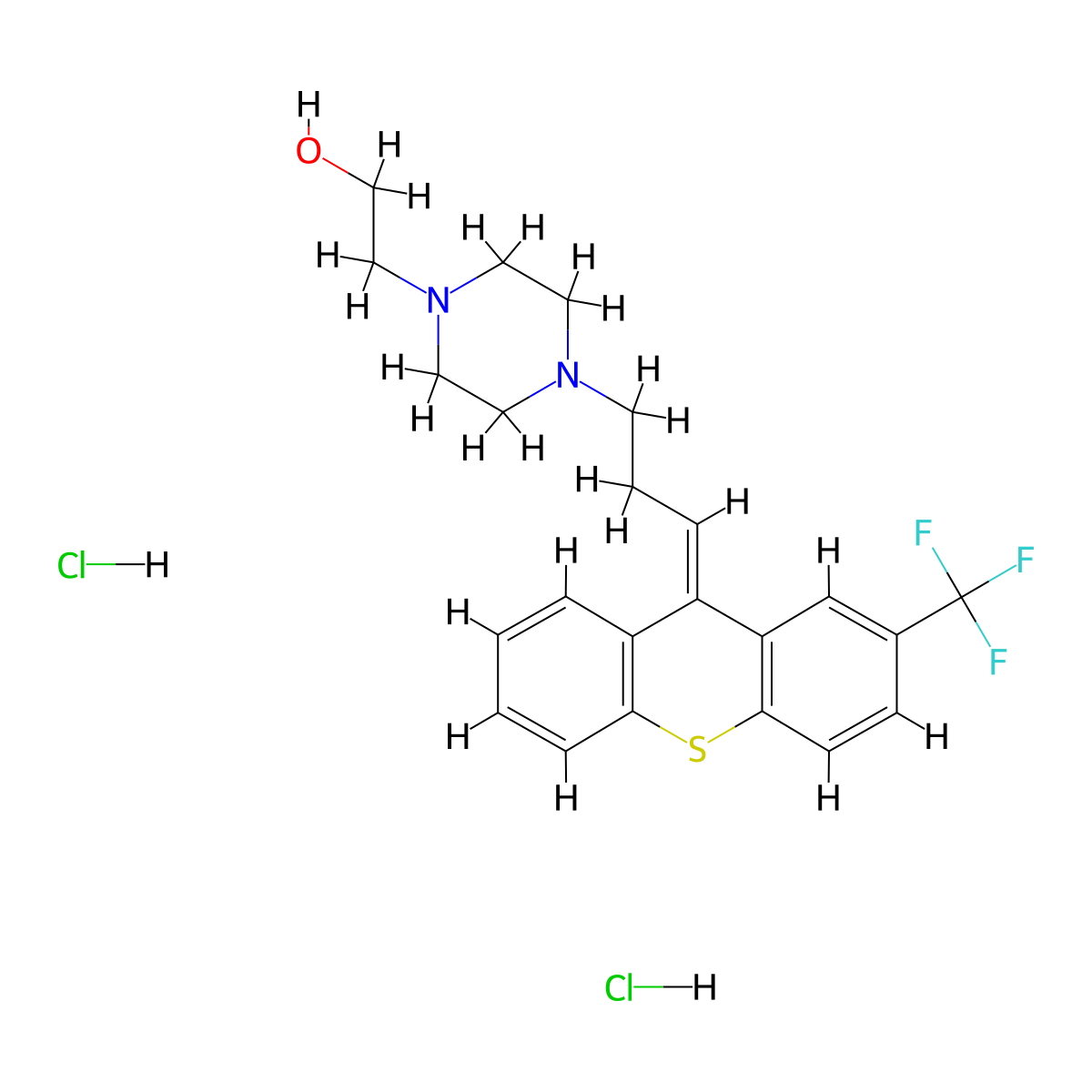 Flupentixol dihydrochloride, (E)- molecular structure, CAS 51529-02-3