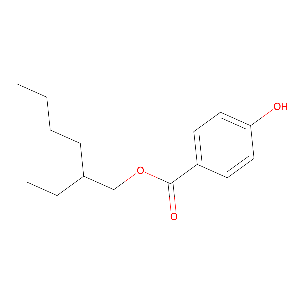 2-Ethylhexyl p-hydroxybenzoate molecular structure, CAS 5153-25-3