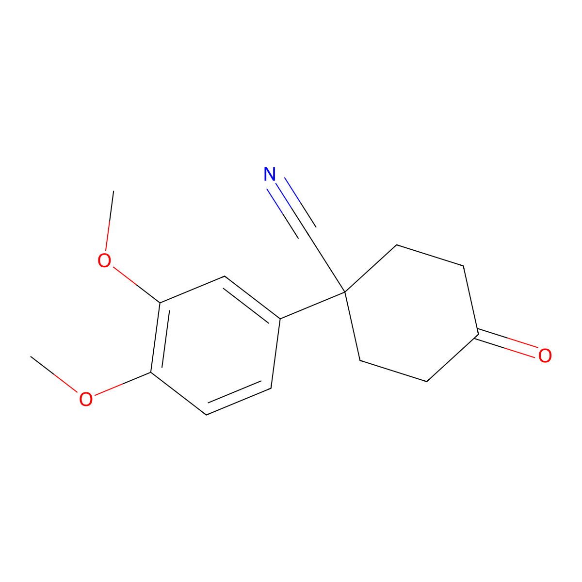 Cyclohexanecarbonitrile, 1-(3,4-dimethoxyphenyl)-4-oxo- molecular structure, CAS 51533-65-4
