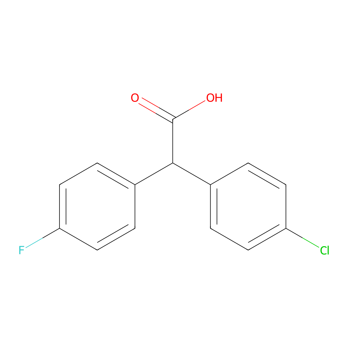 2-(4-Chlorophenyl)-2-(4-fluorophenyl)acetic acid molecular structure, CAS 51535-39-8