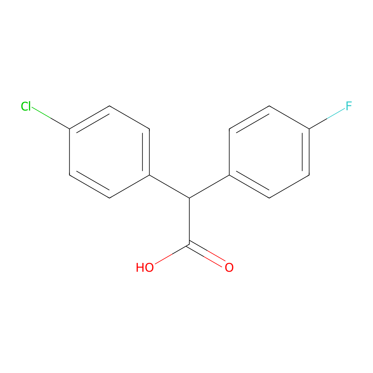 2-(4-Chlorophenyl)-2-(4-fluorophenyl)acetic acid molecular structure, CAS 51535-39-8