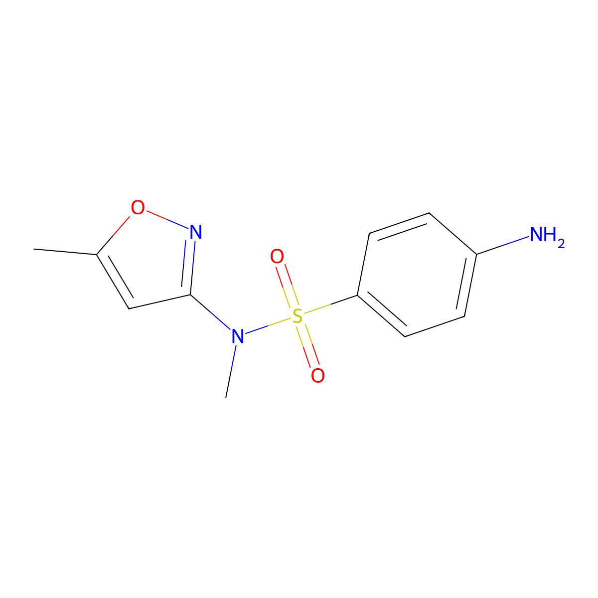 4-amino-N-methyl-N-(5-methyl-1,2-oxazol-3-yl)benzenesulfonamide molecular structure, CAS 51543-31-8