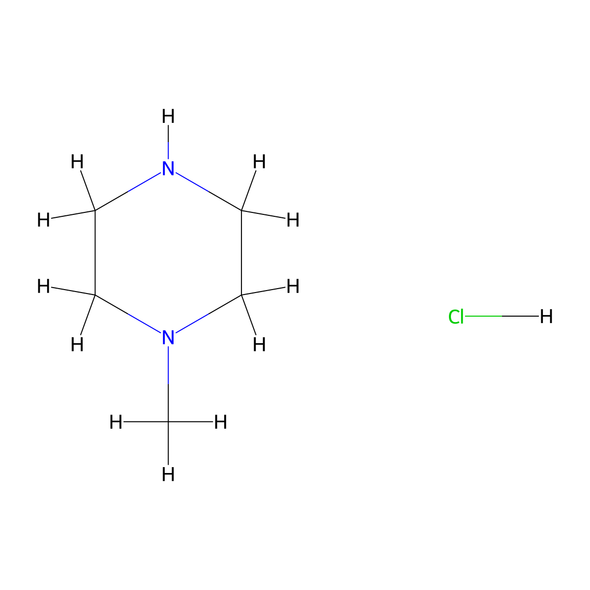 1-Methylpiperazine hydrochloride molecular structure, CAS 51545-09-6