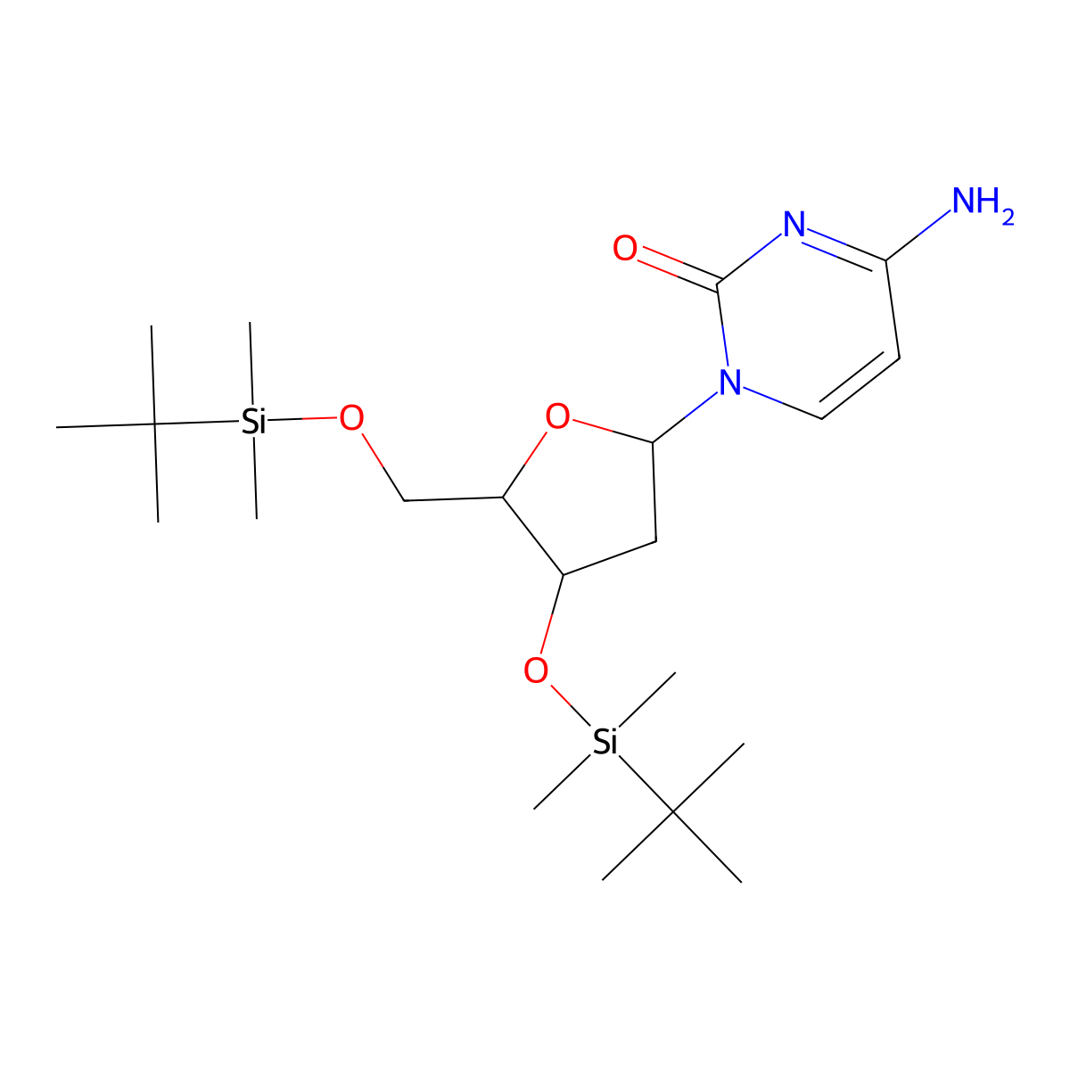 4-amino-1-[(2R,5S)-4-[tert-butyl(dimethyl)silyl]oxy-5-[[tert-butyl(dimethyl)silyl]oxymethyl]oxolan-2-yl]pyrimidin-2-one molecular structure, CAS 51549-29-2