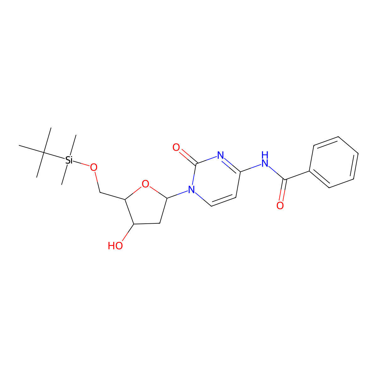 N4-Benzoyl-5'-O-tert-butyldimethylsilyl-2'-deoxycytidine molecular structure, CAS 51549-36-1