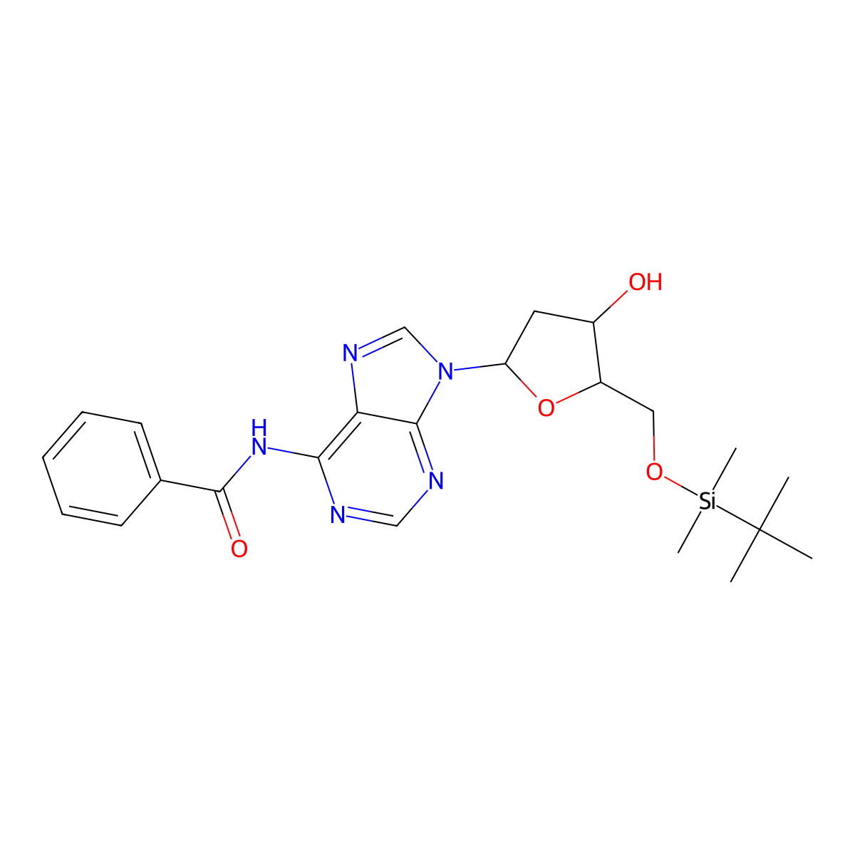 N-(9-((2R,4S,5R)-5-((Tert-butyldimethylsilyloxy)methyl)-4-hydroxytetrahydrofuran-2-YL)-9H-purin-6-YL)benzamide molecular structure, CAS 51549-39-4